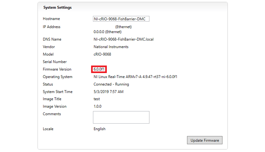 NI Max system settings