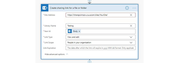 Create sharing link for a file or folder