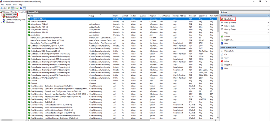 Windows Defender Firewall 'New Rule...'