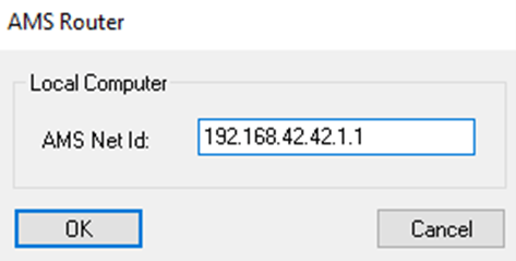 AMS Router window with AMS Net Id display