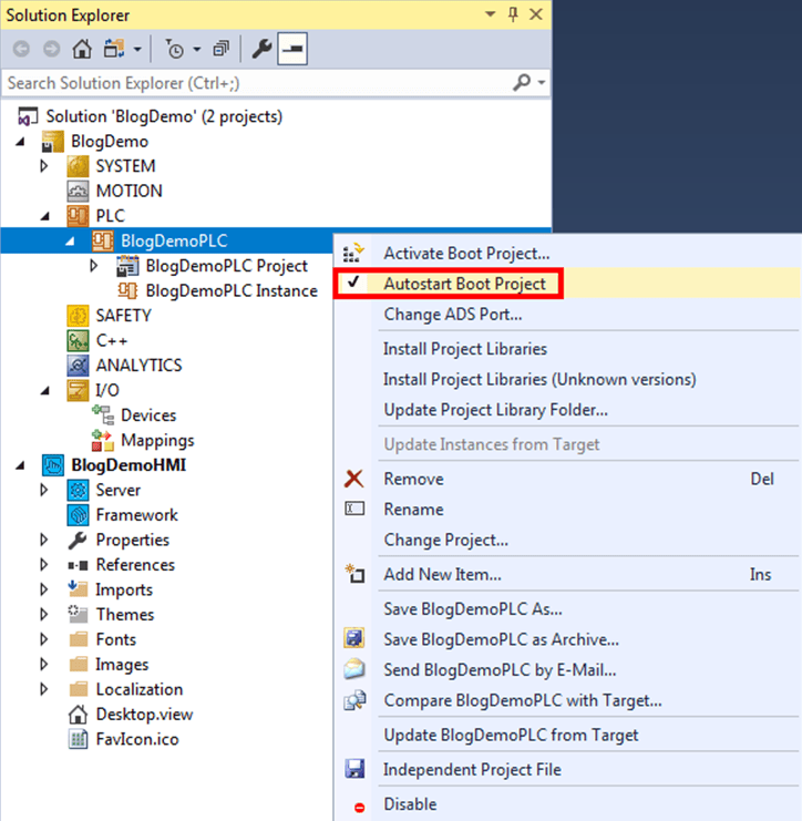 Beckhoff TwinCAT Solution Explorer