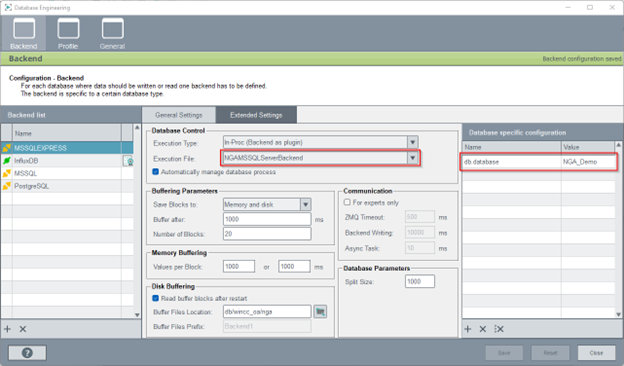 database engineering extended settings