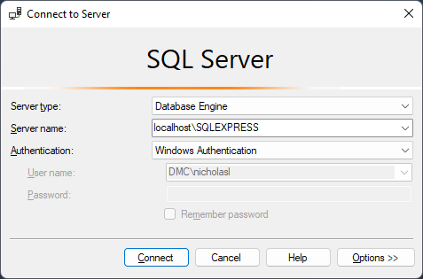 SQL Server connection to server