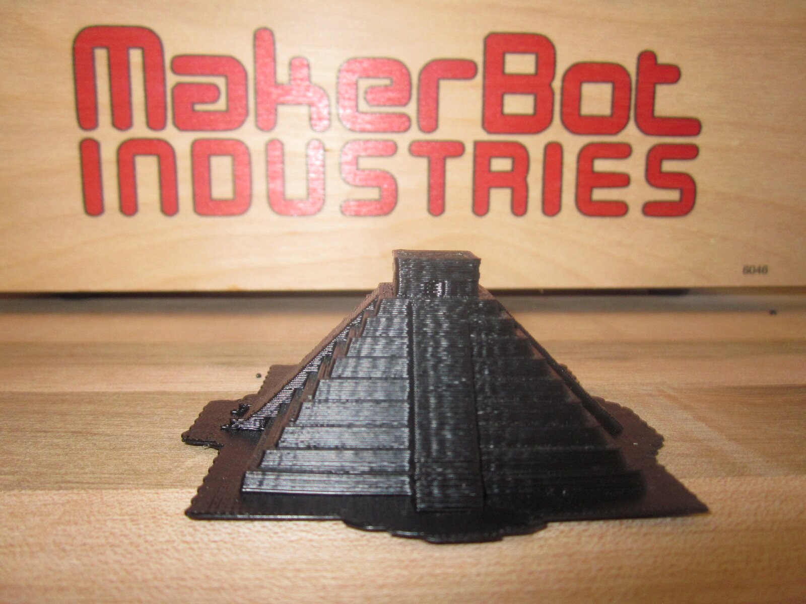 aztec pyramid 3d printing thingomatic makerbot industries black 3d figurine
