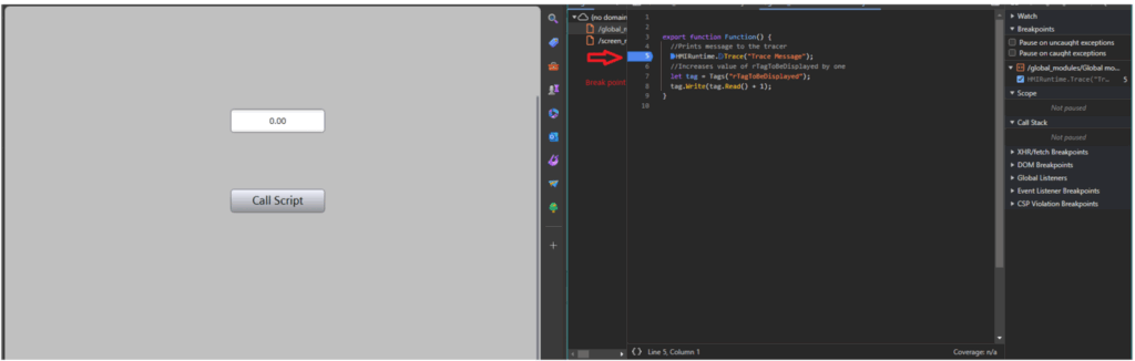 debugger adding break point