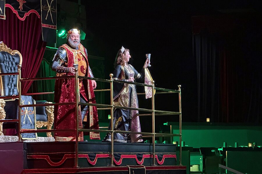 King and queen in medieval costumes