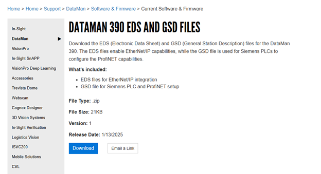 Dataman 390 EDS and GDS Files