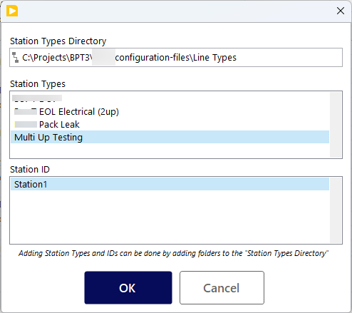 Figure 3: Test Station configuration User Interface