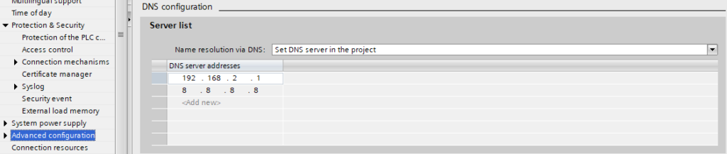 advanced configuration