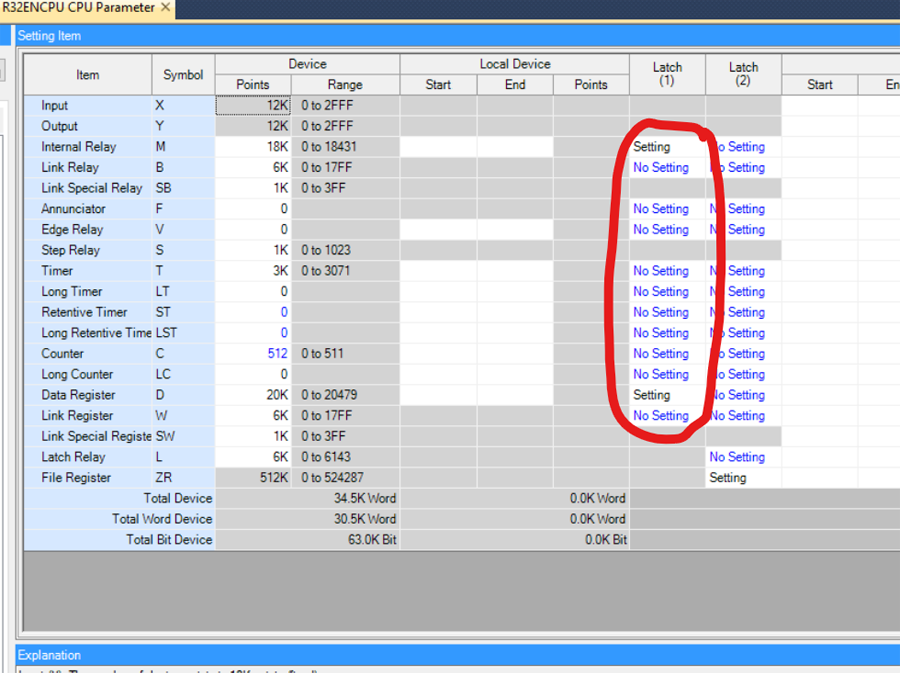 GxWorks3 Setting Devices to Retain Memory