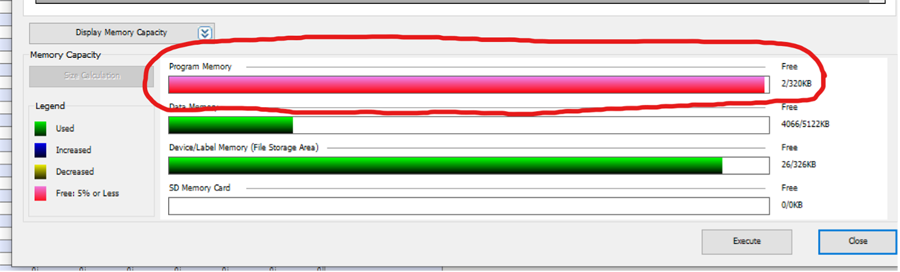 GxWorks3 Almost Out of Program Memory