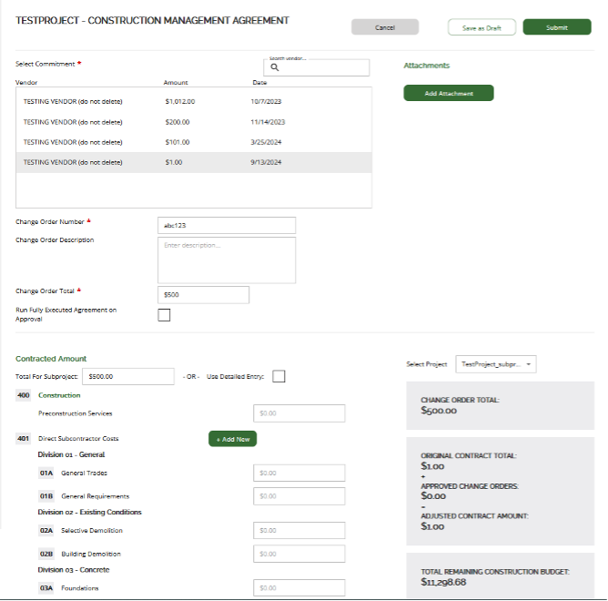 SharePoint interface for budget management