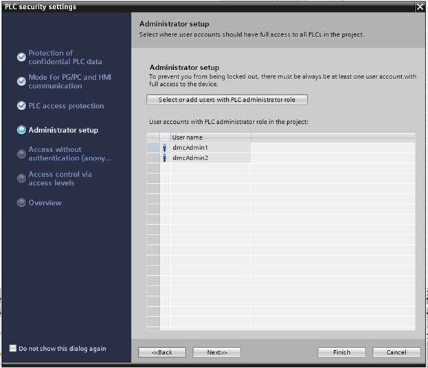 PLC Administrator Setup