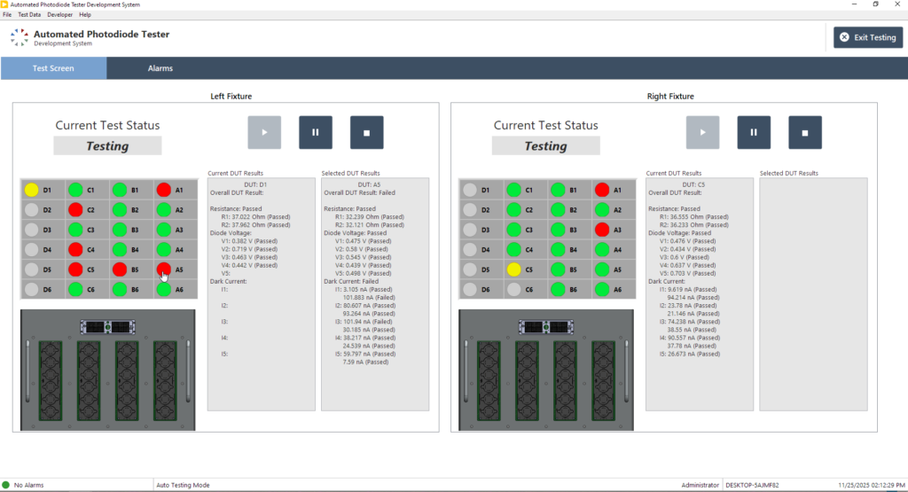 Automated Photodiode tester testing