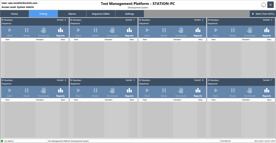 medical test interface