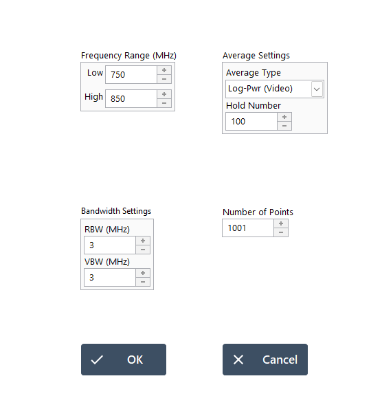 configure tab RF measurement