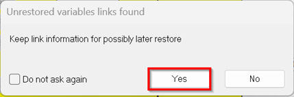 unrestored variables links twincat