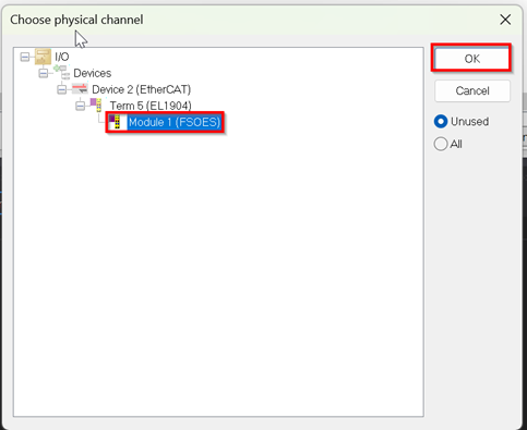 TwinCAT physical channel