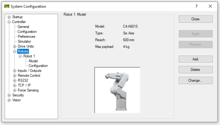 Epson RC+ Robots Tab.