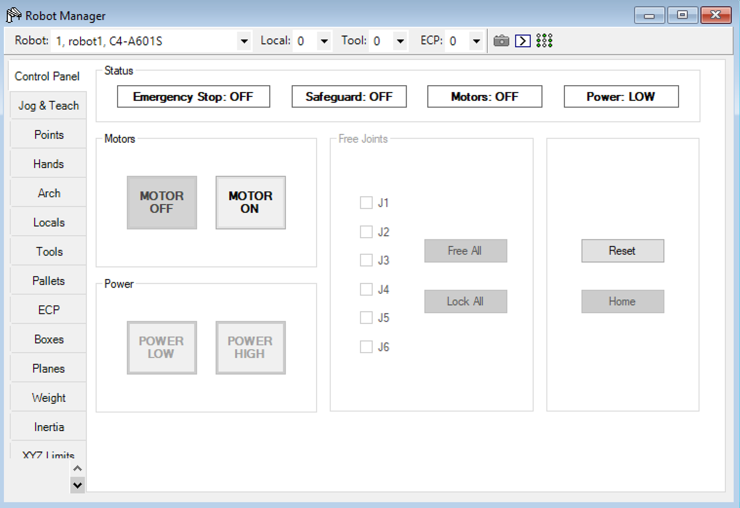 Epson RC+ Robot Manager window.
