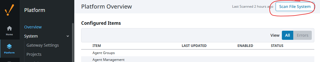 Platform File Scan button in Ignition 8.3