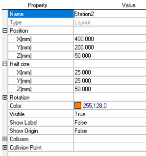 Screenshot of a table showing different values representing the robot's position in Station 2.