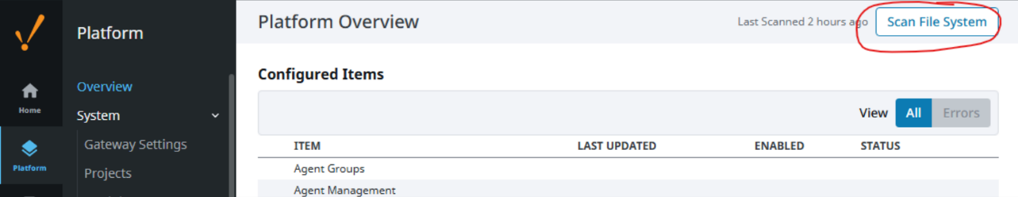 Screenshot of the "Platform Overview" page in the Ignition Gateway UI.