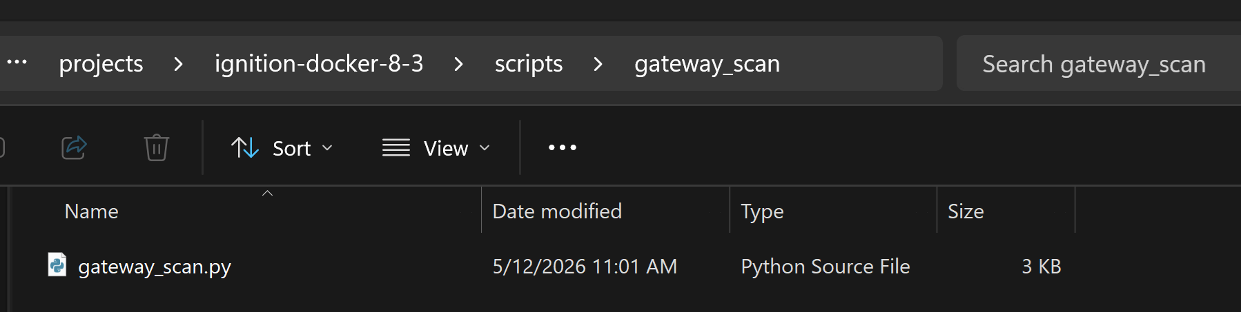 Screenshot of a file explorer window displaying a Python source file named gateway_scan.py.