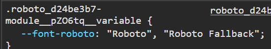 Screenshot showing the CSS variable "--font-roboto"