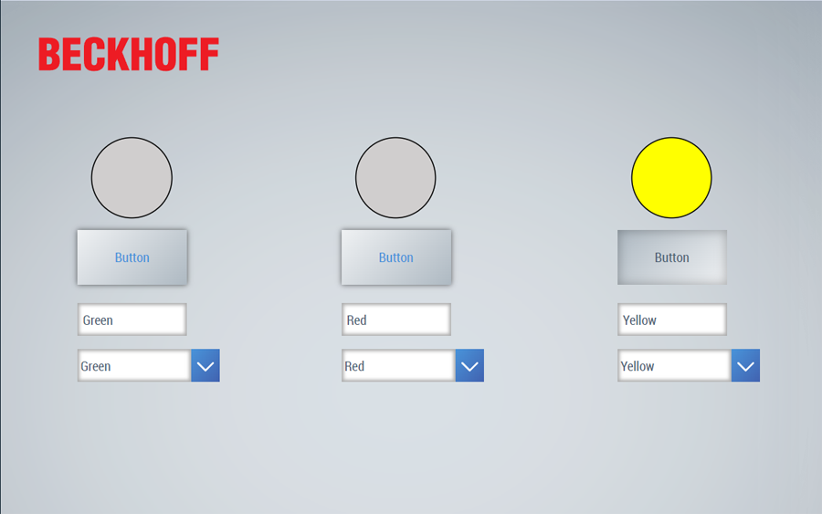 Image of Beckhoff TwinCAT HMI Live-View interface displaying a yellow indicator.