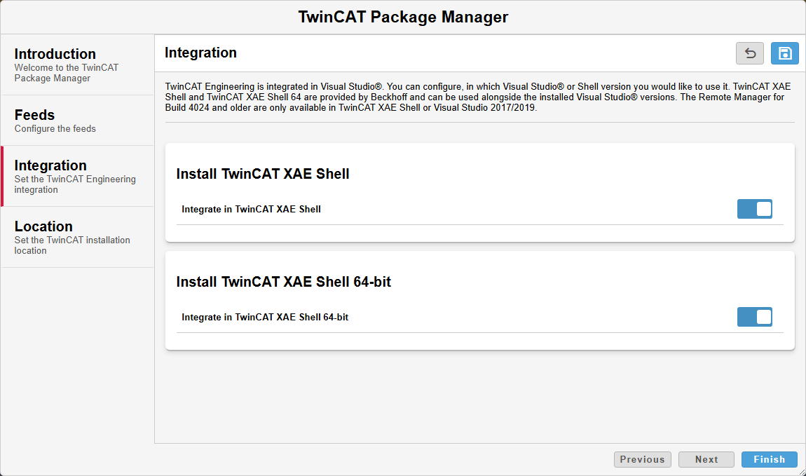 TwinCAT Package Manager facilitates the integration of TwinCAT Engineering into Visual Studio or a standalone TcXaeShell.