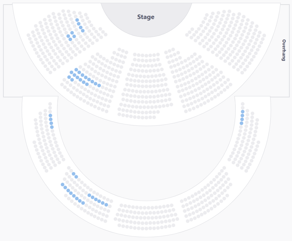 Above-view of the Vivian Beaumont theater's seat arragement.