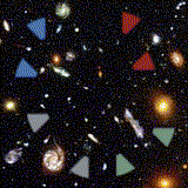 Digital rendering of another LEGO mosaic concept of space with stars and galaxies showing the DMC logo.