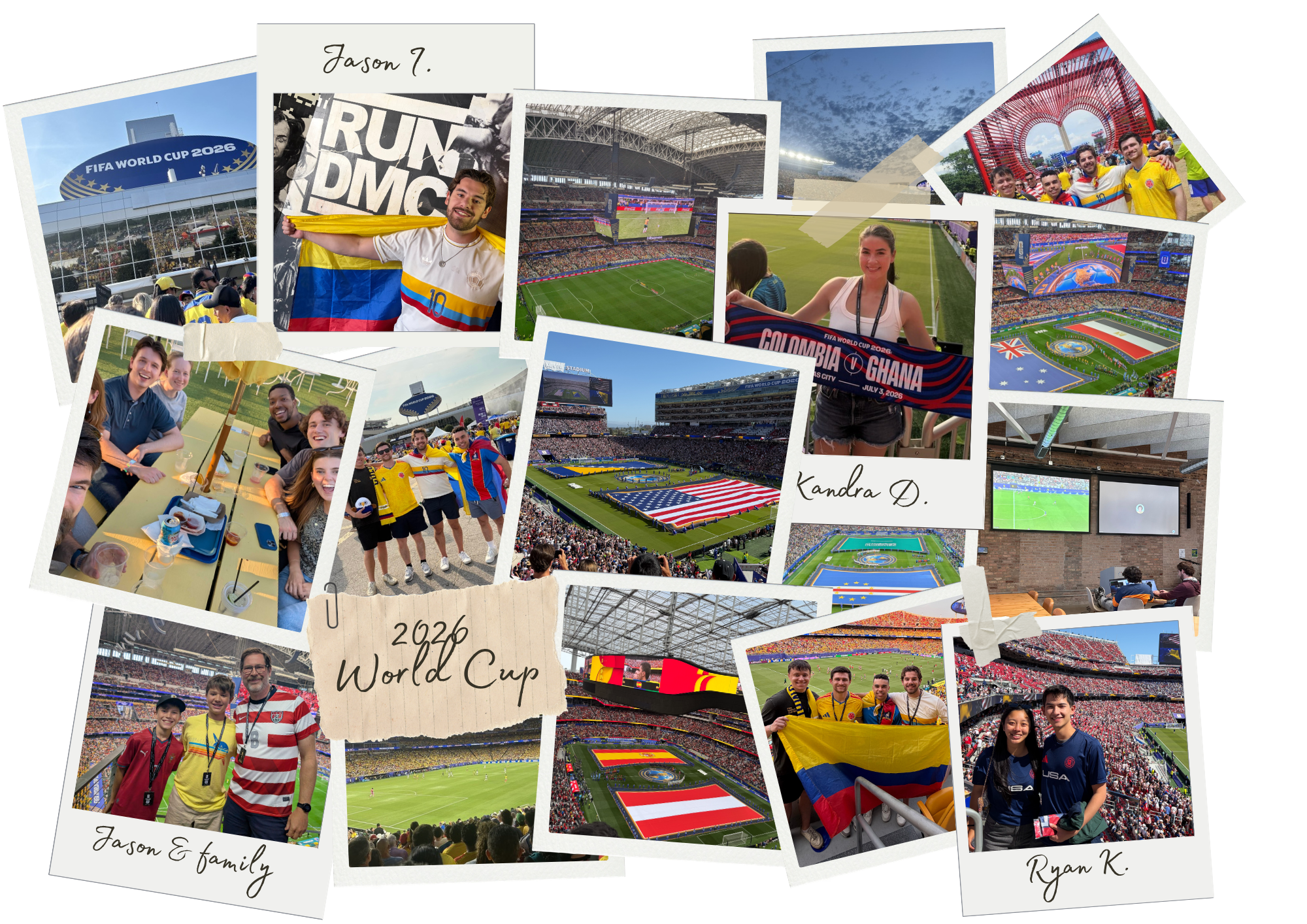 A collage of pictures of DMC team members at the 2026 FIFA World Cup.