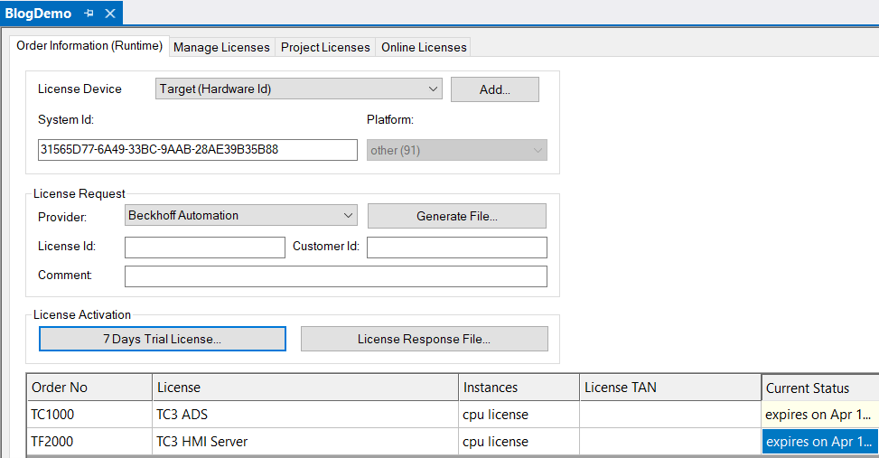 Beckhoff Automation licensing