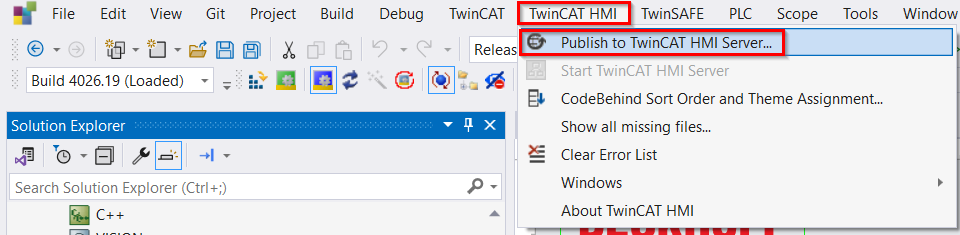 Publish to TwinCAT HMI Server