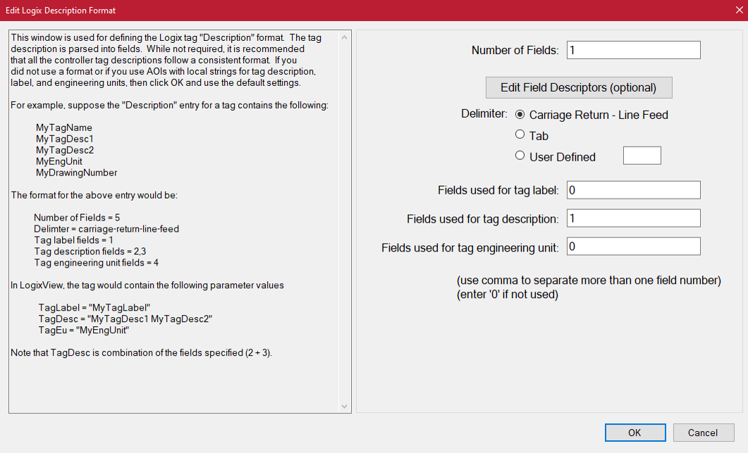 Edit Logix description format