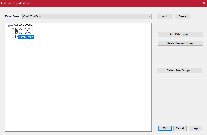"Config ToolExport" filter applied