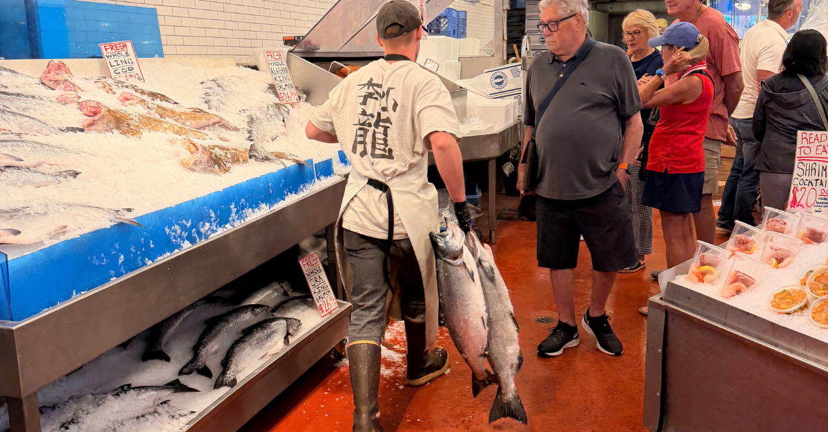 Transporting fish, Pike Place Market