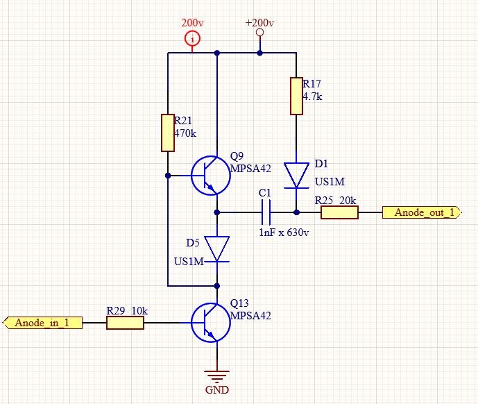 High-voltage anode driver circuit