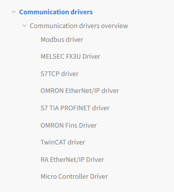 FactoryTalk Optix built-in communications drivers
