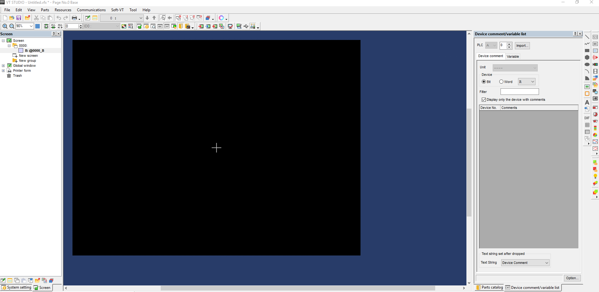Keyence VT STUDIO HMI development software editing workspace