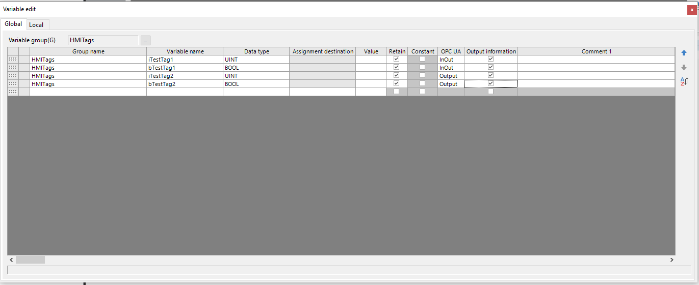 Variable Edit Window in Keyence KV STUDIO